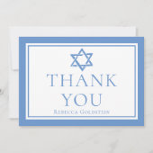Light Blue Star von David Bat Mitzvah Dankeskarte (Vorderseite)