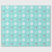 Light Blue Starfish Sand Dollar Tropisches Weihnac Geschenkpapier (Flach)