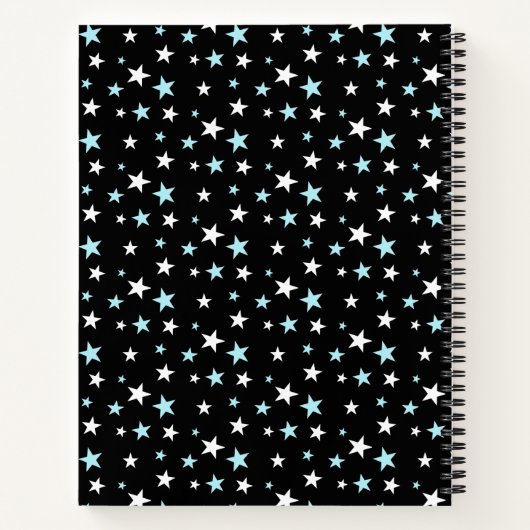 Light Blue Stars auf Navy Blue Notebook Notizblock (Rückseite)