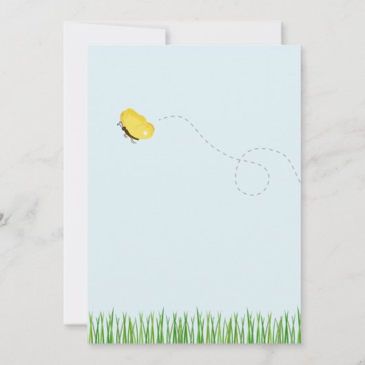 Light Blue Stork Baby Dusche Einladung (Rückseite)