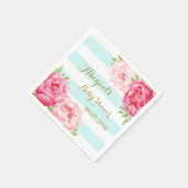 Light Blue Streifen Pink Floral Baby Dusche Napkin Serviette (Ecke)