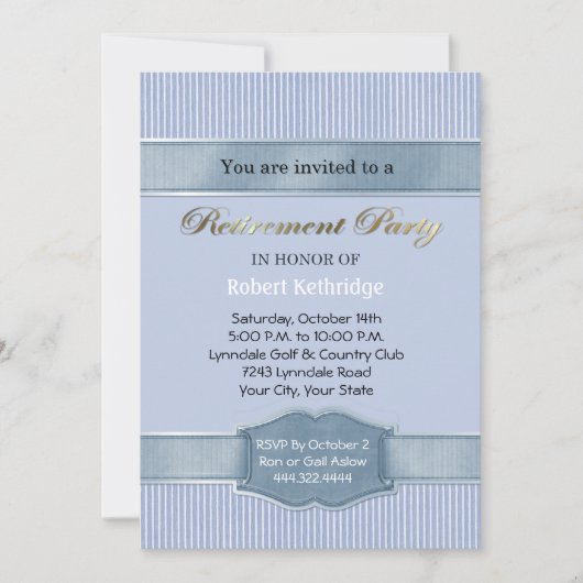 Light Blue Strip Retirement-Party Einladungen (Vorderseite)