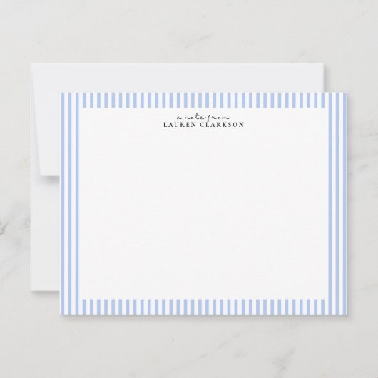 Light Blue Stripe Border Note Card Einladung (Vorderseite)