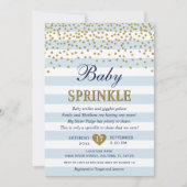 Light Blue Stripe Confetti Baby Boy Sprinkle Einladung (Vorderseite)