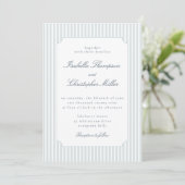 Light Blue Stripe Framed Wedding Invitation Einladung (Stehend Vorderseite)