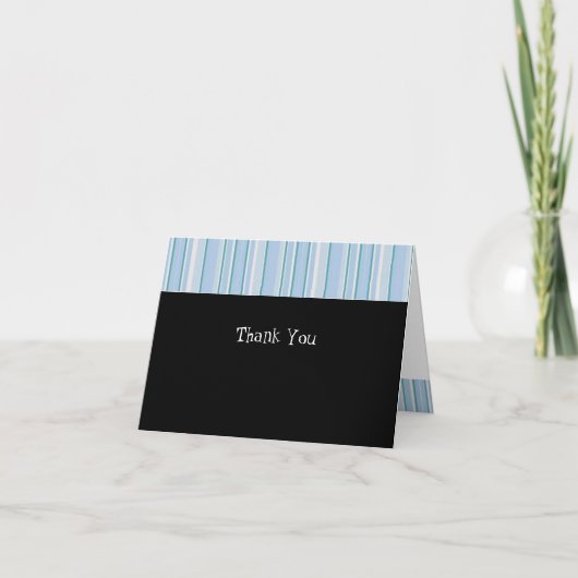 Light Blue Stripe Vielen Dank Dankeskarte (Vorderseite)