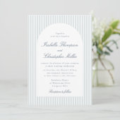 Light Blue Striped Arch Wedding Invitation Einladung (Stehend Vorderseite)