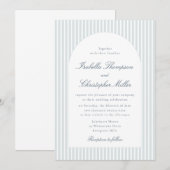 Light Blue Striped Arch Wedding Invitation Einladung (Vorne/Hinten)