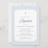 Light Blue Striped Baptism Invitation Einladung (Vorderseite)