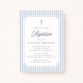 Light Blue Striped Baptism Invitation Einladung