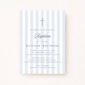 Light Blue Striped Boy Baptism Invitation Einladung