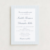 Light Blue Striped Modern Script Wedding Invitatio Einladung