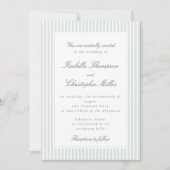 Light Blue Striped Modern Script Wedding Invitatio Einladung (Vorderseite)