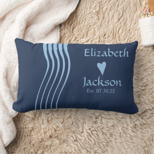 Light Blue Stripes Navy Blue Paare Wedding C Lendenkissen (Decke)