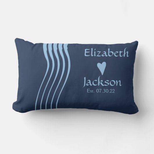 Light Blue Stripes Navy Blue Paare Wedding C Lendenkissen (Vorderseite)