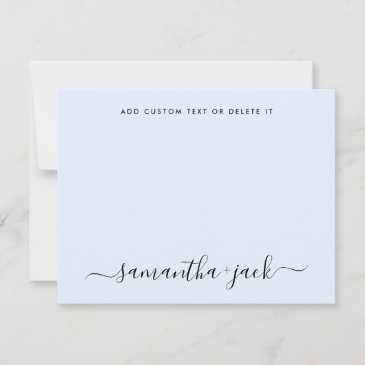 Light Blue Stylish Script Elegant Minimalistisch Mitteilungskarte (Vorderseite)