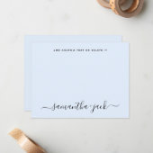 Light Blue Stylish Script Elegant Minimalistisch Mitteilungskarte (Vorderseite/Rückseite Beispiel)