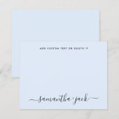 Light Blue Stylish Script Elegant Minimalistisch Mitteilungskarte (Vorne/Hinten)