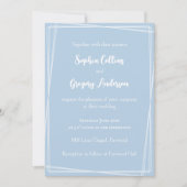 Light Blue Stylish Script Geometric Frame Wedding Einladung (Vorderseite)