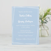 Light Blue Stylish Script Geometric Frame Wedding Einladung (Stehend Vorderseite)