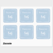 Light Blue Stylish Script Novelty Wedding Initials Quadratischer Aufkleber (Blatt)