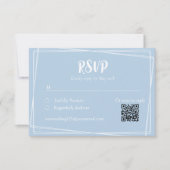 Light Blue Stylish Script QR Wedding RSVP Card Karte (Vorderseite)