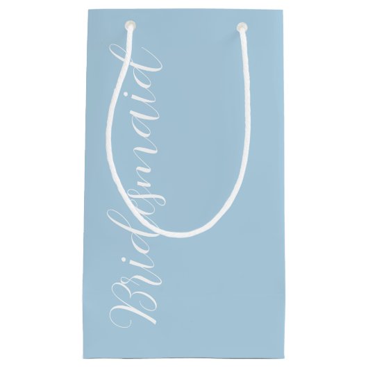 Light Blue Stylized Script Wedding Bridesmaid Kleine Geschenktüte (Vorderseite)