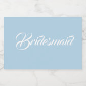Light Blue Stylized Script Wedding Bridesmaid Schaumweinetikett (Einzelnes Label)