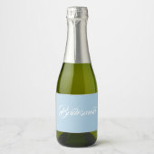 Light Blue Stylized Script Wedding Bridesmaid Schaumweinetikett (Vorderseite)