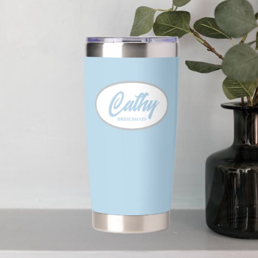 Light Blue Stylized Wedding Bridesmaid Thermobecher