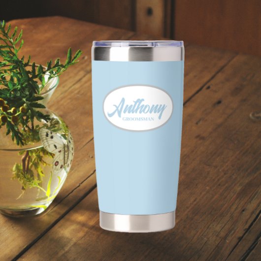 Light Blue Stylized Wedding Trauzeuge Thermobecher