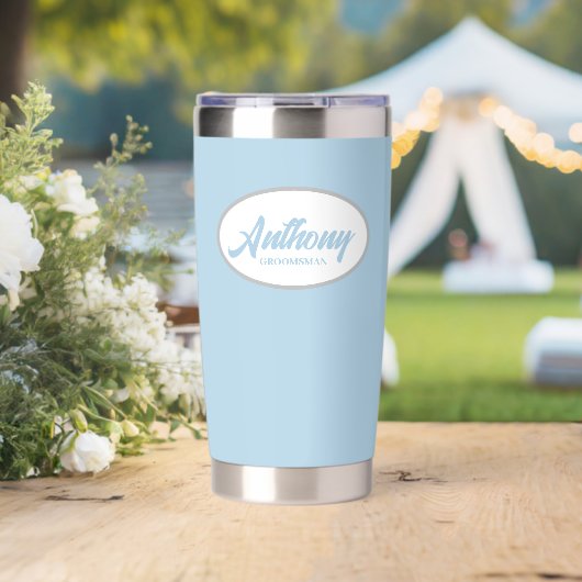 Light Blue Stylized Wedding Trauzeuge Thermobecher (Hochzeit (gedreht))