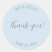 Light Blue Stylized Wedding Vielen Dank Runder Aufkleber (Vorderseite)