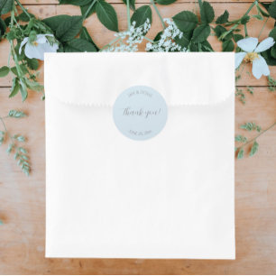 Light Blue Stylized Wedding Vielen Dank Runder Aufkleber