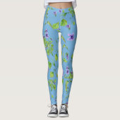 Light Blue Summer Leggins mit Violetten (Vorderseite)