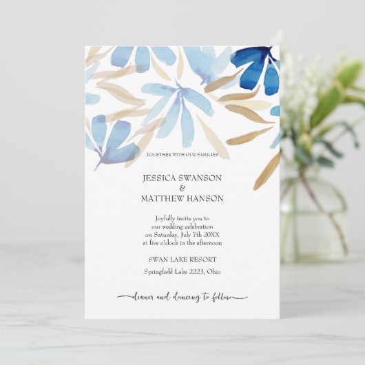 Light Blue Summer Wedding Einladung (Stehend Vorderseite)