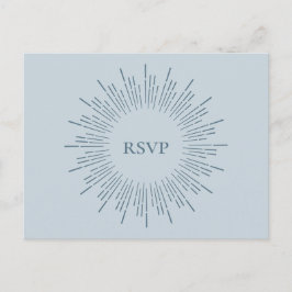 Light Blue Sunburst Wedding RSVP Song Request Einladungspostkarte