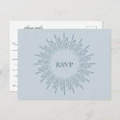 Light Blue Sunburst Wedding RSVP Song Request Einladungspostkarte (Vorne/Hinten)