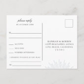 Light Blue Sunburst Wedding RSVP Song Request Einladungspostkarte (Rückseite)