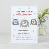 Light Blue Sweater Weather Christmas Party Einladung (Stehend Vorderseite)