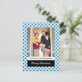 Light Blue Sweet Polka Dot Holiday Foto Postkarte (Stehend Vorderseite)