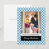 Light Blue Sweet Polka Dot Holiday Foto Postkarte (Vorne/Hinten)