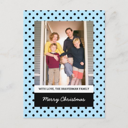 Light Blue Sweet Polka Dot Holiday Foto Postkarte (Vorderseite)