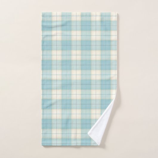 Light Blue Tartan Personalisiert Mit Monogramm Badhandtuch Set (Handtuch)