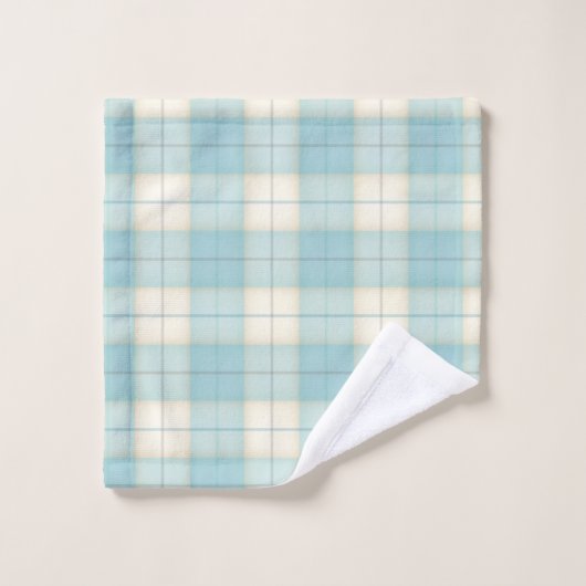 Light Blue Tartan Personalisiert Mit Monogramm Badhandtuch Set (Waschlappen)