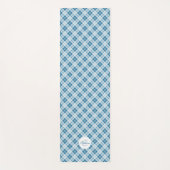 Light Blue Tartan Weihnachtsmuster Monogram Yogamatte (Vorderseite)
