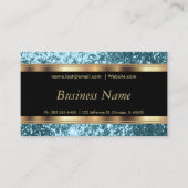 Light Blue Teal Glitter and Elegant Gold Visitenkarte (Vorderseite)