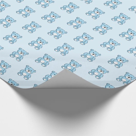 Light Blue Teddy Bär Boy's Gift Wrap Geschenkpapier (Ecke)