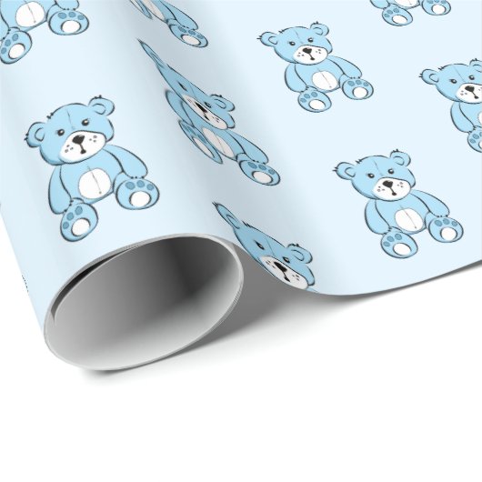 Light Blue Teddy Bär Boy's Gift Wrap Geschenkpapier (Rolleneckpunkt)