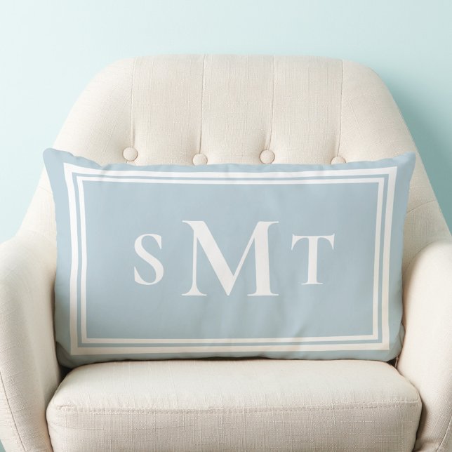 Light Blue Three Letter Monogram Lendenkissen (Von Creator hochgeladen)